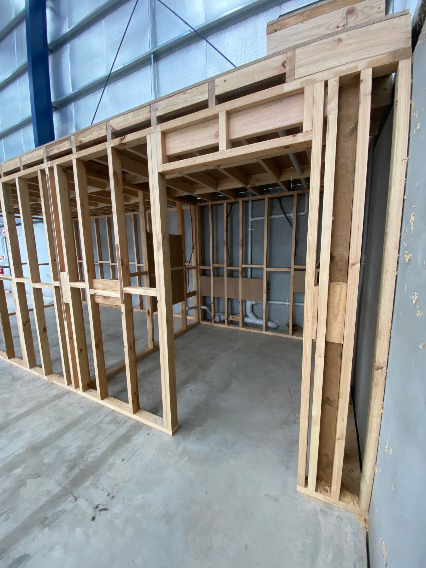 Door opening framing detail to amenities